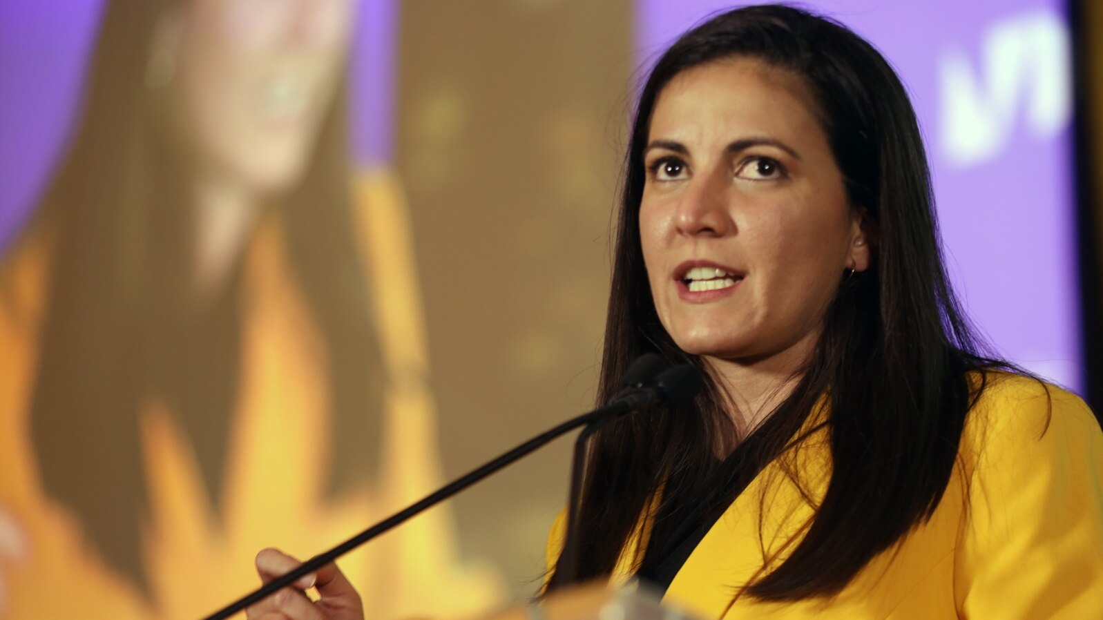 Rosa María payá en una foro de archivo durante la firma de Acuerdo por la Democracia en Cuba 